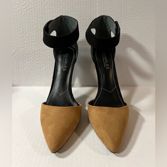 Charles by Charles David Brown Black Strap High heels Pointed toe Women shoes - Picture 3 of 12